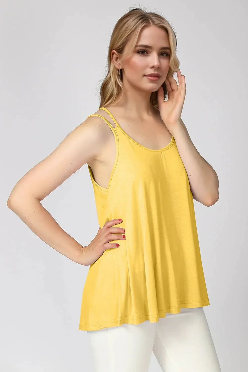 Basic Bae Bamboo Scoop Neck Double Spaghetti Straps Cami - VILLA FASHION